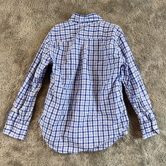 Crewcuts Boys Button Down Light Weight Shirt Gingham Check Plaid Blue 6 7 - Picture 2 of 7